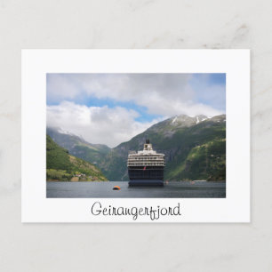 Kreuzfahrtschiff in Geirangerfjord Norwegen Postka Postkarte
