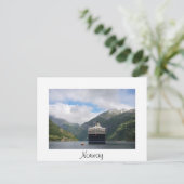 Kreuzfahrtschiff in Geirangerfjord, weiße Postkart Postkarte (Stehend Vorderseite)
