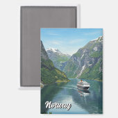 Kreuzfahrtschiff in Norwegen Fjord Magnet (Vorderseite/Rückseite)