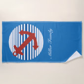 Kreuzfahrtschiff mit Anker und individuellem Namen Strandtuch (Vorderseite)