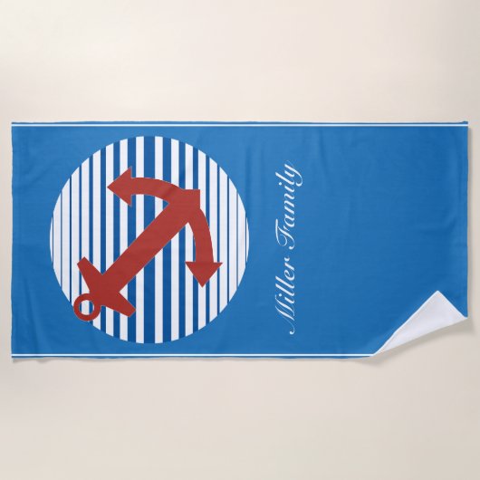 Kreuzfahrtschiff mit Anker und individuellem Namen Strandtuch (Vorderseite)