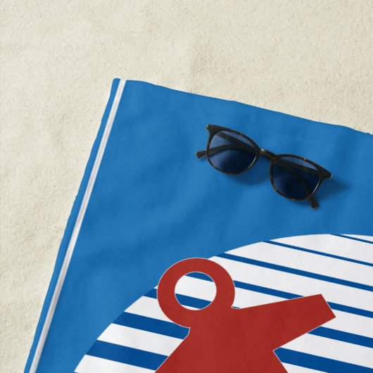 Kreuzfahrtschiff mit Anker und individuellem Namen Strandtuch (Beispiel)
