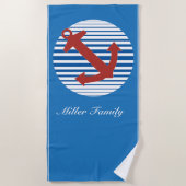 Kreuzfahrtschiff mit Anker und individuellem Namen Strandtuch (Vorderseite)