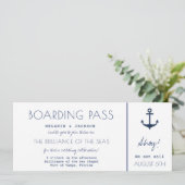 Kreuzfahrtschiff Nautical Boarding Pass Hochzeit Einladung (Stehend Vorderseite)