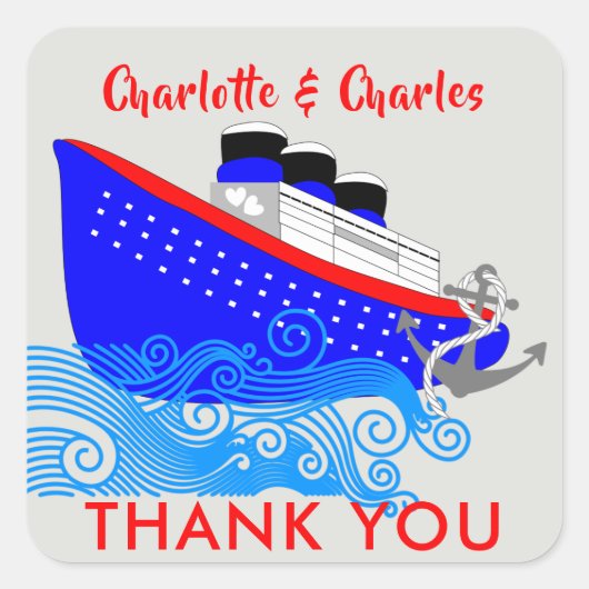 Kreuzfahrtschiff Nautical Personalisiert Quadratischer Aufkleber (Vorderseite)