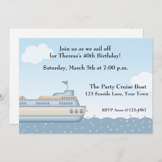 Kreuzfahrtschiff, Nautical Thread Einladung (Vorne/Hinten)