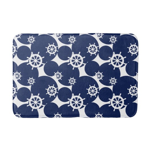 Kreuzfahrtschiff Nautikblau und weiß Badematte (Vorderseite)