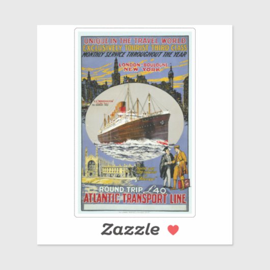 Kreuzfahrtschiff, New York Skyline & A London Stre Aufkleber (Blatt)