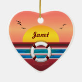 Kreuzfahrtschiff Oma - Personalisiertes Herz Keramik Ornament (Hinten)