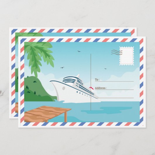 Kreuzfahrtschiff Postkarte/ Einladung (Vorne/Hinten)