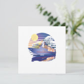 Kreuzfahrtschiff Retro Vintager Sonnenuntergang Kr Einladung (Stehend Vorderseite)