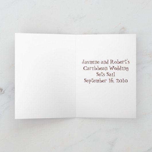 Kreuzfahrtschiff Rette die Hochzeitdatenkarte Ankündigung (Innenseite)