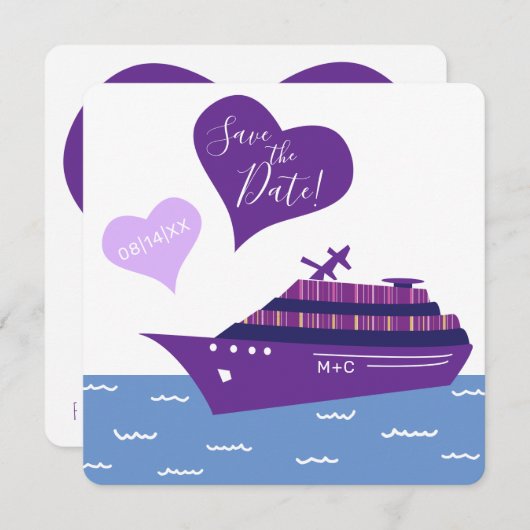Kreuzfahrtschiff Rette die Hochzeitdatenkarte Save The Date (Vorne/Hinten)