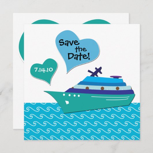 Kreuzfahrtschiff Rette die Hochzeitdatenkarte Save The Date (Vorne/Hinten)