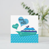 Kreuzfahrtschiff Rette die Hochzeitdatenkarte Save The Date (Stehend Vorderseite)