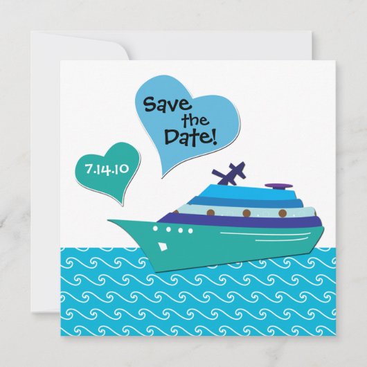 Kreuzfahrtschiff Rette die Hochzeitdatenkarte Save The Date (Vorderseite)