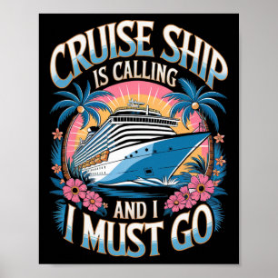 Kreuzfahrtschiff ruft Familienurlaub Kreuzfahrt Cr Poster