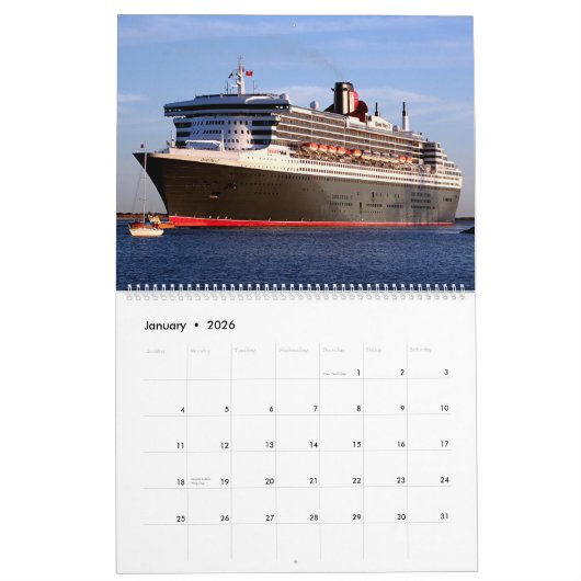 Kreuzfahrtschiffe - Kalender 2026 (Jan 2026)