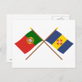Kreuzflaggen Portugals und Madeiras Postkarte (Vorne/Hinten)