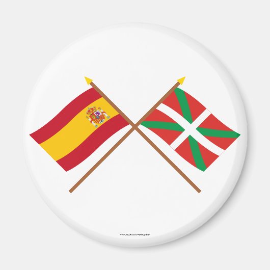 Kreuzflaggen Spaniens und País Vasco (Euskadi) Magnet (Vorne)
