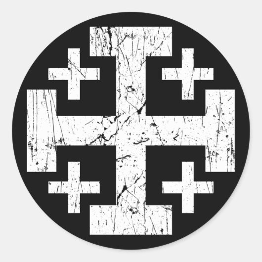 Kreuzheiliges Landgrundes-Symbol Jerusalem P Runder Aufkleber (Vorderseite)