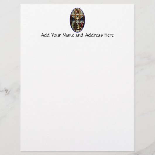 Kreuzigung des Jesus-Buntglasfensters Briefkopf (Vorderseite)