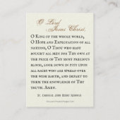 Kreuzigung katholisches Gebet durch Kardinal Newma Platzkarte (Rückseite)