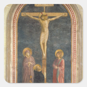 Kreuzigung mit der Jungfrau, SS. John the Evangeli Quadratischer Aufkleber