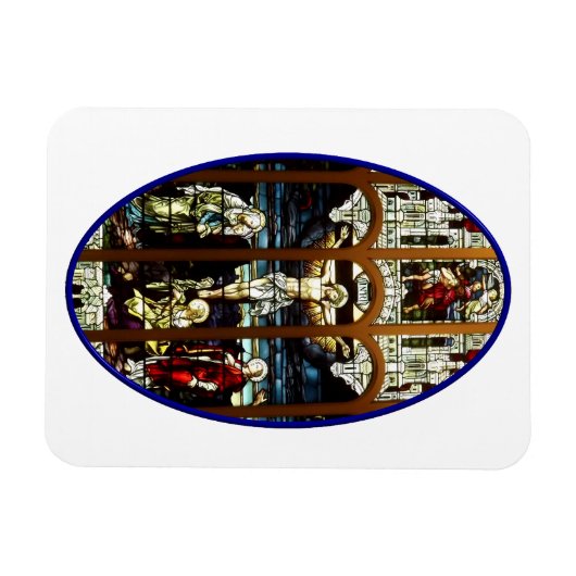 Kreuzigung mit einem gefärbten Glasfenster Jesu Magnet (Horizontal)