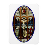 Kreuzigung mit einem gefärbten Glasfenster Jesu Magnet (Vertikal)