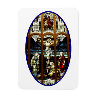 Kreuzigung mit einem gefärbten Glasfenster Jesu Magnet