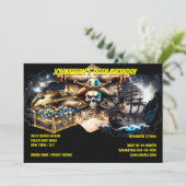 Kreuzknochen des Piratenschiffs Schatztruhe Einladung (Stehend Vorderseite)