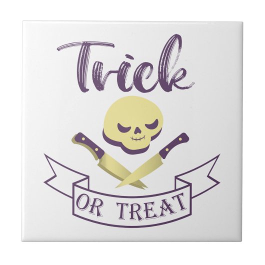 Kreuzknochen Halloween Band T Fliese (Vorderseite)