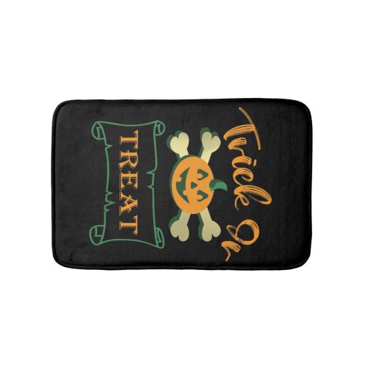 Kreuzknochen Halloween-Kürbis zu Trick oder zu Gas Badematte (Vorderseite)