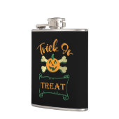 Kreuzknochen Halloween-Kürbis zu Trick oder zu Gas Flachmann (Links)