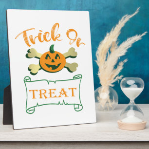 Kreuzknochen Halloween-Kürbis zu Trick oder zu Gas Fotoplatte