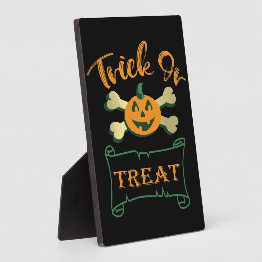 Kreuzknochen Halloween-Kürbis zu Trick oder zu Gas Fotoplatte (Seite)