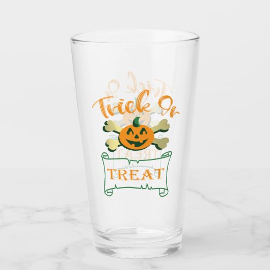 Kreuzknochen Halloween-Kürbis zu Trick oder zu Gas Glas (Vorderseite)