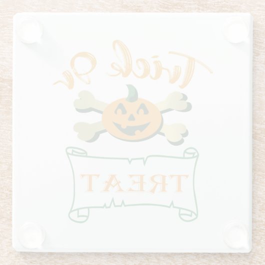 Kreuzknochen Halloween-Kürbis zu Trick oder zu Gas Glasuntersetzer (Rückseite)