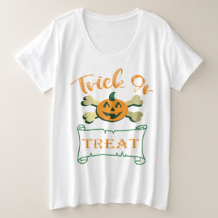Kreuzknochen Halloween-Kürbis zu Trick oder zu Gas Große Größe T-Shirt