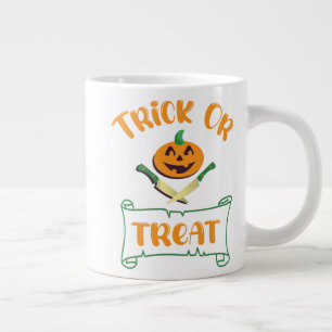 Kreuzknochen Halloween-Kürbis zu Trick oder zu Gas Jumbo-Tasse