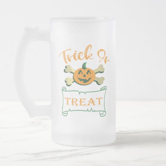 Kreuzknochen Halloween-Kürbis zu Trick oder zu Gas Mattglas Bierglas (Links)