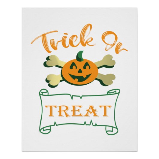 Kreuzknochen Halloween-Kürbis zu Trick oder zu Gas Poster (Vorderseite)