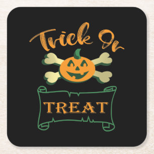 Kreuzknochen Halloween-Kürbis zu Trick oder zu Gas Rechteckiger Pappuntersetzer