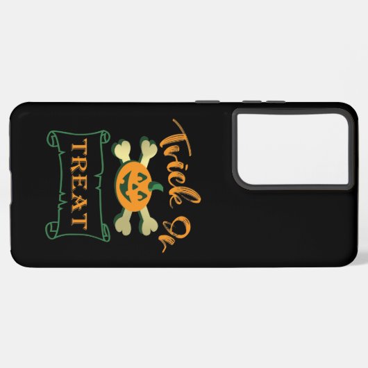 Kreuzknochen Halloween-Kürbis zu Trick oder zu Gas Samsung Galaxy Hülle (Linke Seite)