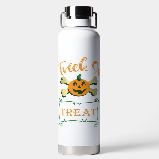 Kreuzknochen Halloween-Kürbis zu Trick oder zu Gas Trinkflasche (Rückseite)