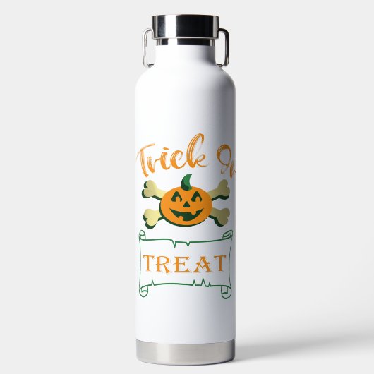 Kreuzknochen Halloween-Kürbis zu Trick oder zu Gas Trinkflasche (Vorderseite)