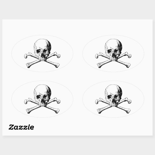 Kreuzknochen Ovaler Aufkleber