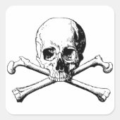 Kreuzknochen Quadratischer Aufkleber (Vorderseite)