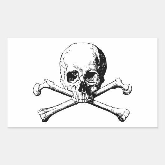 Kreuzknochen Rechteckiger Aufkleber (Vorderseite)